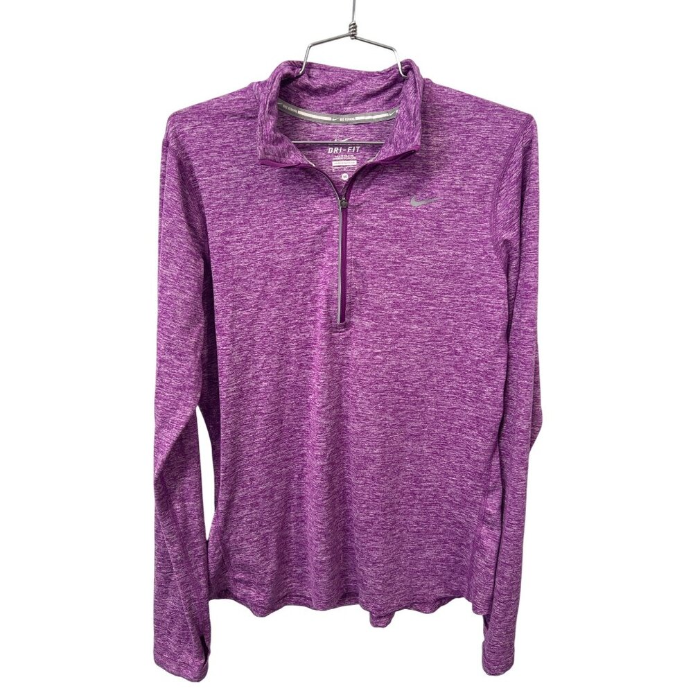 Nike Dri Fit Half Zip Pullover Running Shirt Womens Medium Purple Athleisure Gym